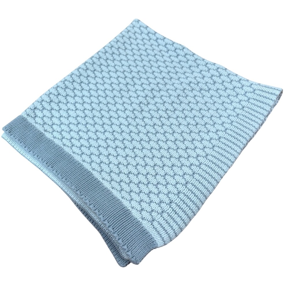 Pottery Barn Kids Knit Honeycomb Baby Blanket Gray‎ White Cotton Blend Nursery